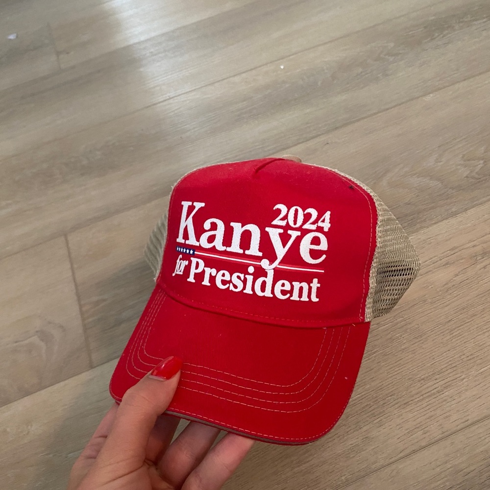 Red Kanye for president 2024 trucker hat unisex adjustable